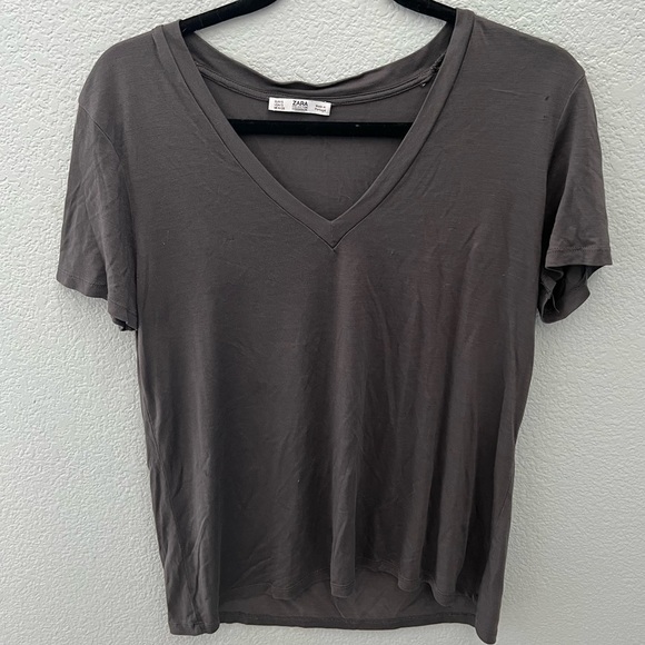 EUC Zara Charcoal Gray V Neck Size Small - Picture 3 of 5